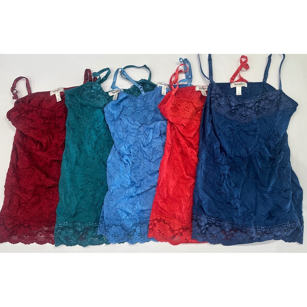 Lot of 5 Dressbarn Y2K Lace Camisole Tank Tops Size M Coquette Crinkle Cami